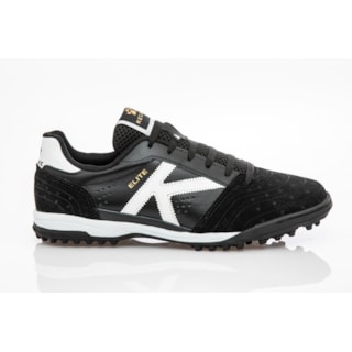 CHUTEIRA COURO KELME ELITE TF PRETO E BRANCO