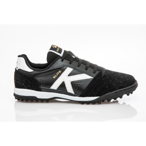 CHUTEIRA COURO KELME ELITE TF PRETO E BRANCO