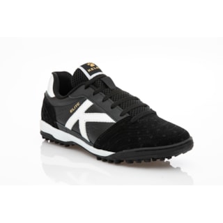 CHUTEIRA COURO KELME ELITE TF PRETO E BRANCO