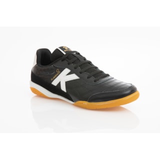 CHUTEIRA KELME FLAMENCO COURO FS PRETO, BRANCO E CINZA